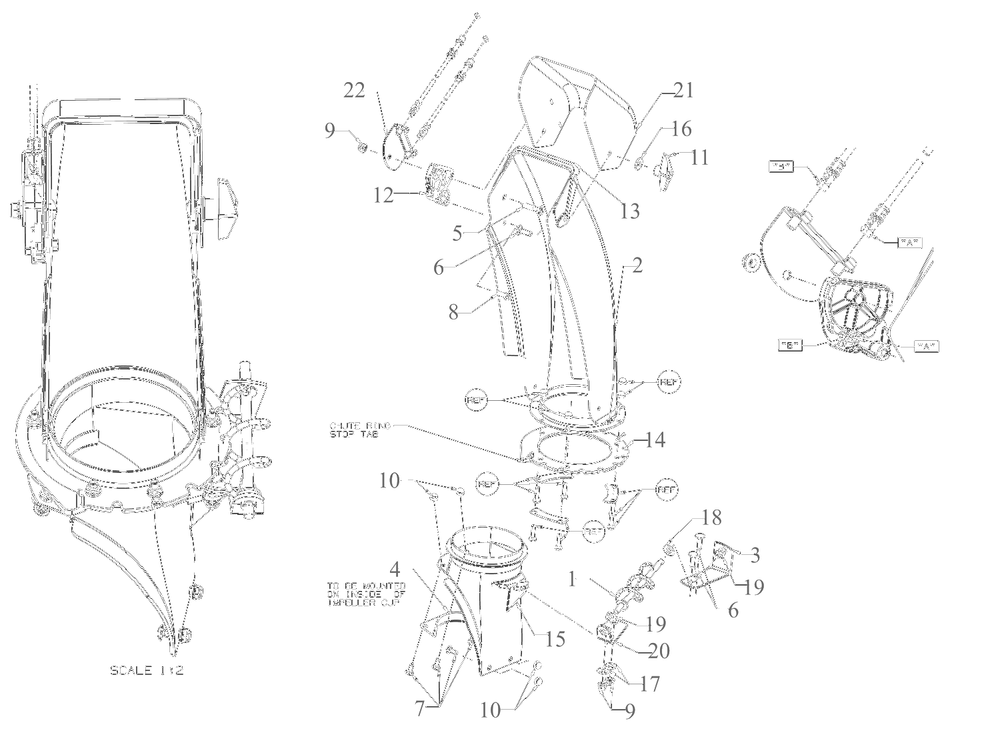 Chute Diagram and Parts List for 19A40024OEM (-2022)(2016) Yard Machines Lawn Tractor